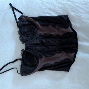 Urban Outfitters Black and Brown Lace Bustier